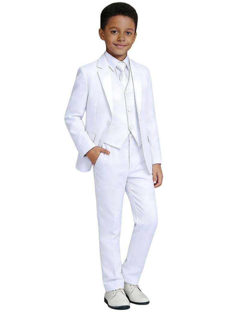 Visaccy White Suit for Boys Graduation Suits for Kids Outfit Communion Dresses Size 10 - Image 1