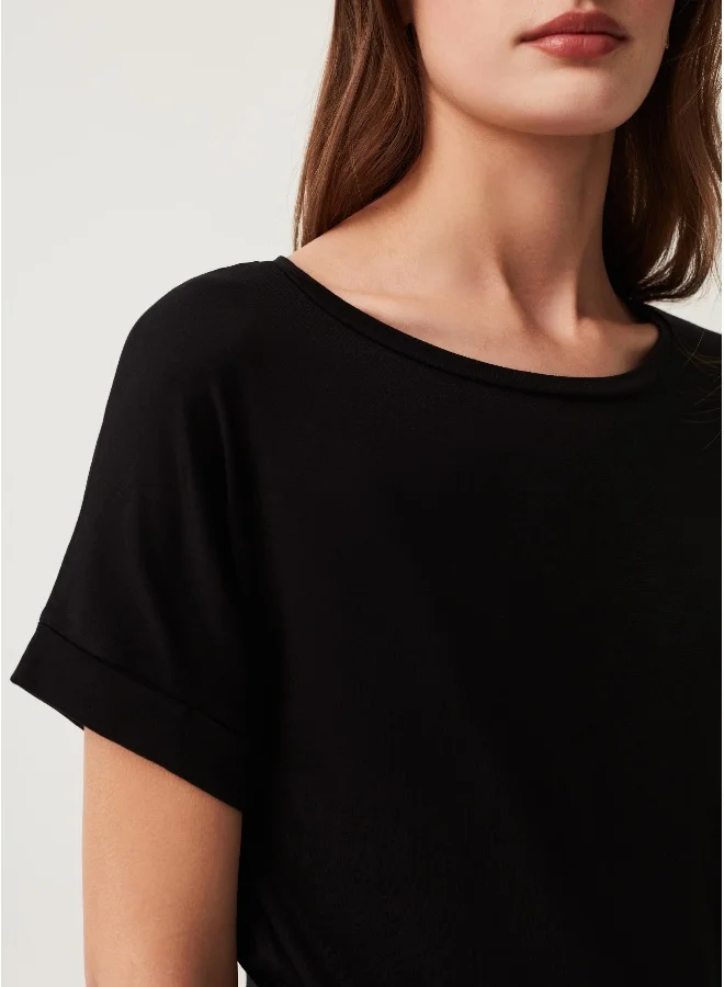 Ovs Ovs Stretch Viscose  T-Shirt With Round Neck