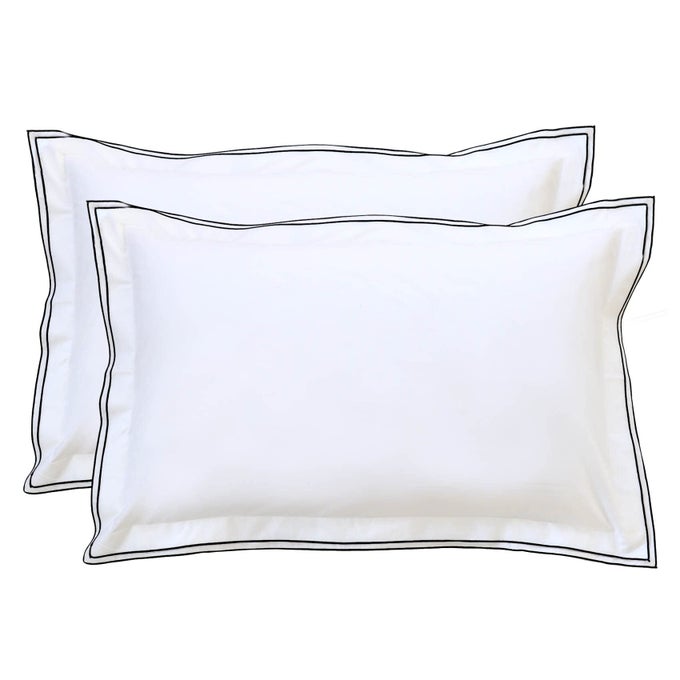 SET OF 2 ELEGANT EMBROIDERY PILLOWCASES QUEEN SIZE 100 COTTON WHITE GOOD FEELING SHAMS ELEGANT TRIMS SOFTER AND BREATHABLE PILLOW COVERS 20X30 INCHES