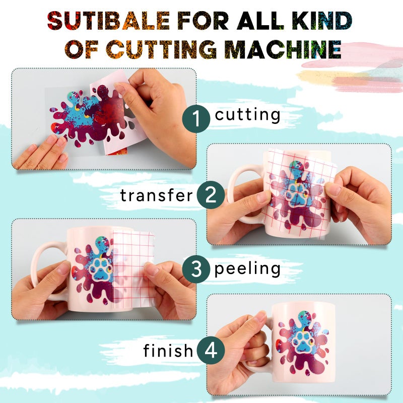 Tintnut Permanent Vinyl - 16 Sheets 12"x10", Splash Patterned Permanent Adhesive Vinyl for Cutting Machine,Home Decor Self Sticker - Image 3