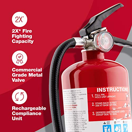 First Alert Fire Extinguisher for Home & Commercial Use, Heavy Duty Rechargeable Compliance Unit, UL RATED 2-A:10-B:C, HOME2PRO, Red, 1-Pack - Image 3
