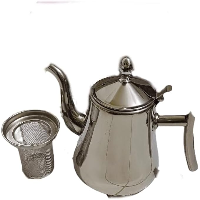 MISBAH Stainless Steel Tea Kettle Thickened Tea Kettle Coffee Pot Family Kitchen Tea Kettle With Channel Long Mouth 15L Cold Tea Pot Silver - Image 1