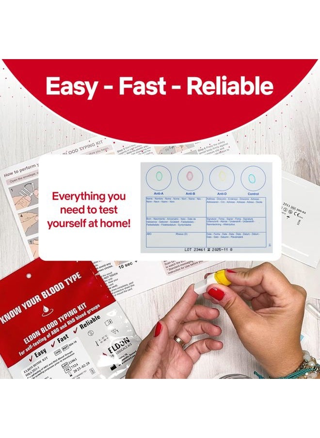 EldonCard - Blood Type Test Complete Kit Find Out You Are a, B, O, Ab And Rh Results Minutes 1 Pack - Image 1