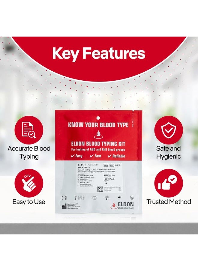 EldonCard - Blood Type Test Complete Kit Find Out You Are a, B, O, Ab And Rh Results Minutes 1 Pack - Image 1