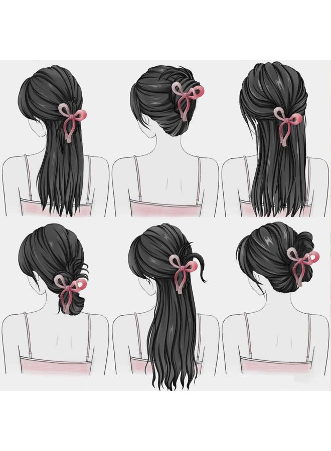 PWEOUKE 4 Pcs Bow Hair Clips Elegant Hair Claw Butterfly Hair Accessories for Girls Nonslip Butterfly Clips Hair Styling Accessories for Women - Image 5