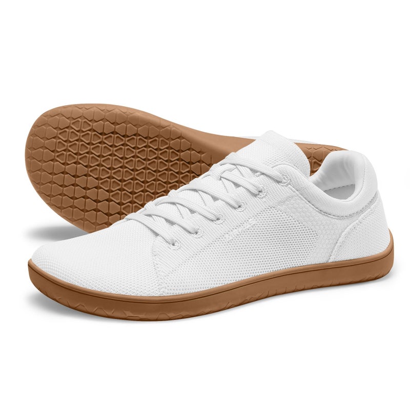 AIRHAS Womens Minimalist Barefoot Shoes Zero Drop Wide Toe Box Shoes Lightweight Casual Fashion Sneakers for Women(White/Gum,8.5) - Image 1