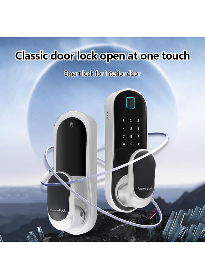 Generic Smart Door Lock Keyless Entry Door Lock Handle with 2 Cards and 2 Keys Biometric Door Lock App Remote Operation WiFi Smart Lock  - Image 5