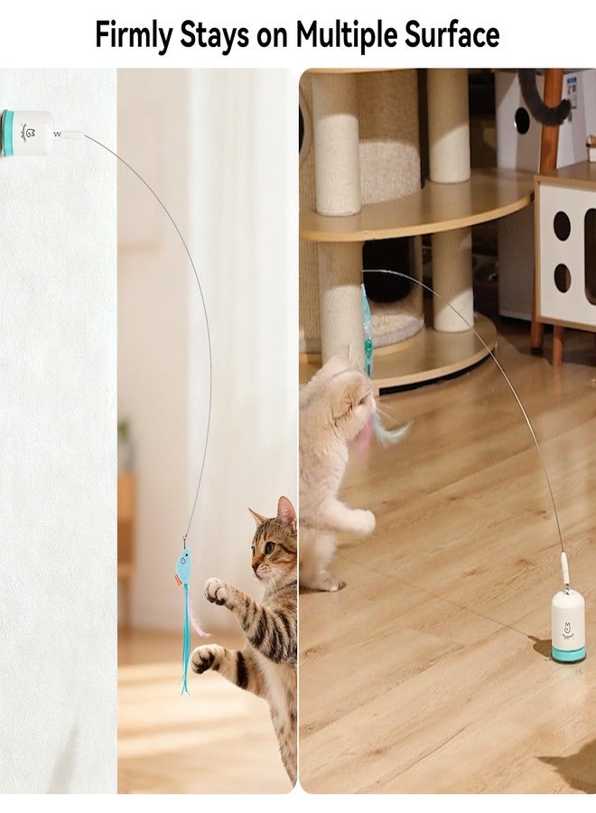 Migipaws Interactive Automatic Cat Teaser Wand Toy with Strong Suction Cup, 70cm Flexible Wire & DIY Bending Design, Rechargeable Cat Exercise Toy with Auto Timer for Indoor Cats (White) - Image 3