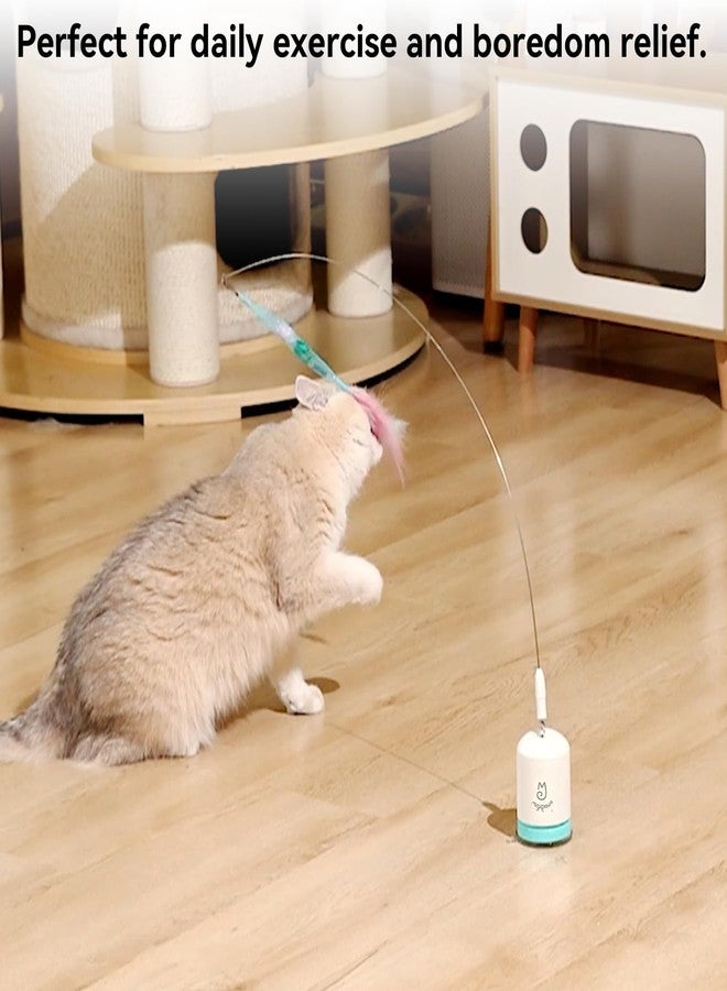 Migipaws Interactive Automatic Cat Teaser Wand Toy with Strong Suction Cup, 70cm Flexible Wire & DIY Bending Design, Rechargeable Cat Exercise Toy with Auto Timer for Indoor Cats (White) - Image 5
