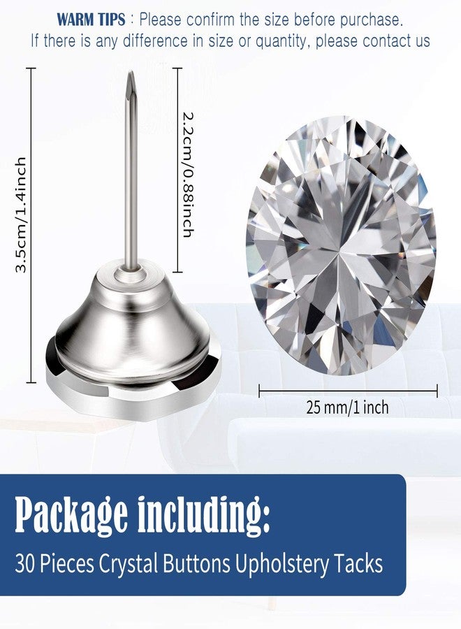 Hotop Crystal Buttons & Tacks - 25mm Clear Diamond Imitation Crystal Upholstery Nails for Sewing and Wall Decor(30 Pieces) - Image 2