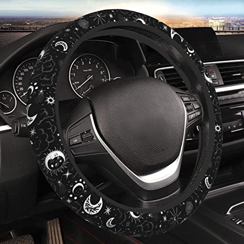 FREEHOTU Sun Pattern Steering Wheel Cover NonSlip Auto Steering Wheel Protector Car Accessories Universal Fit 15 Inches for Men Women - Image 1