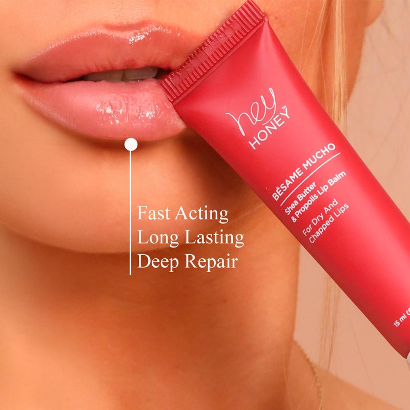 Hey Honey Skincare BÃ©same Mucho Shea Butter & Propolis Lip Balm | Intensive Hydration for Dry, Chapped Lips, Natural Moisturizing Lip Repair Treatment | 0.5 oz - Image 2