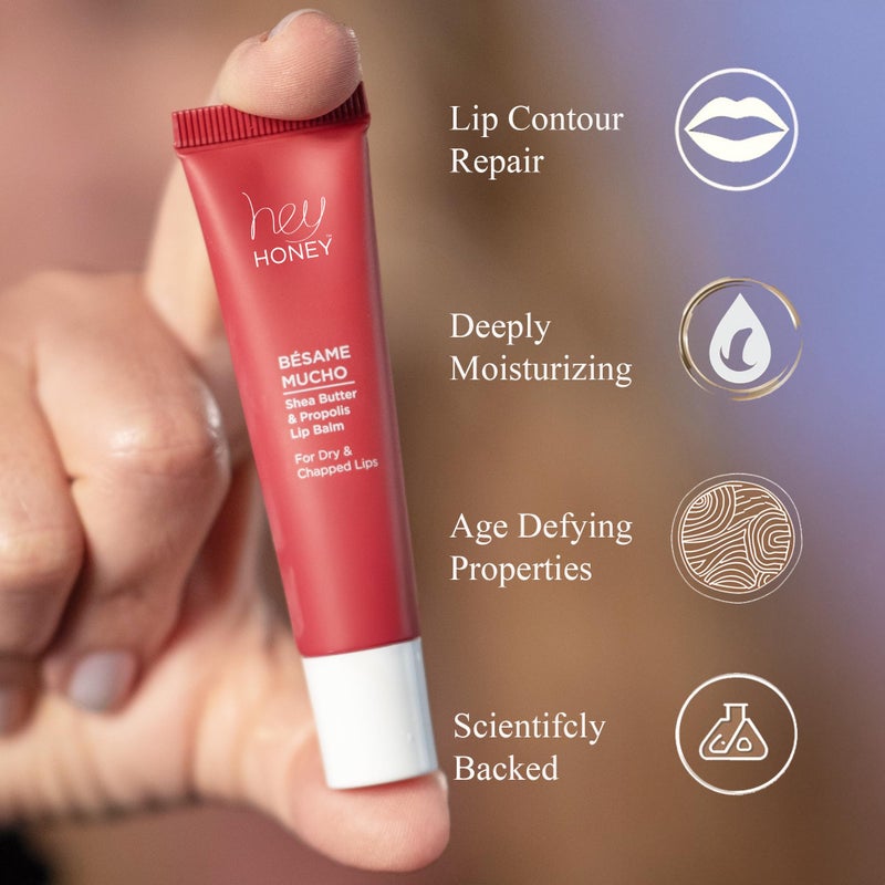 Hey Honey Skincare BÃ©same Mucho Shea Butter & Propolis Lip Balm | Intensive Hydration for Dry, Chapped Lips, Natural Moisturizing Lip Repair Treatment | 0.5 oz - Image 4