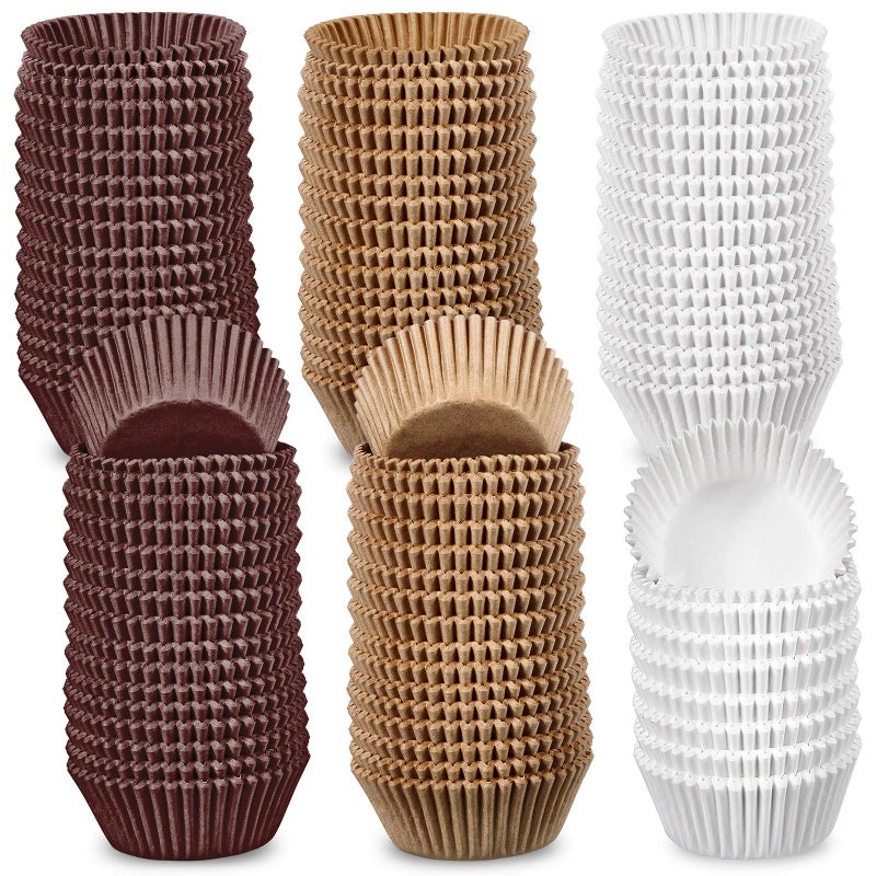 Zonon 1000 Counts Cupcake Liners for Baking Liners Paper Cupcake Wrappers Bulk Cup Cake Cases Muffin Baking Paper Cups for Candy CookingBrown White Nature197 InchStandard Size