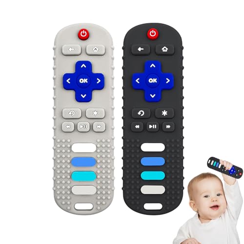YAPROMO YAPROM 2Pcs Silicone Teething Toys for Babies - TV Remote Shaped Teether, BPA-Free Infant Toddler Teething Toy, Refrigerator Safe, Suitable for Boys & Girls - Image 1