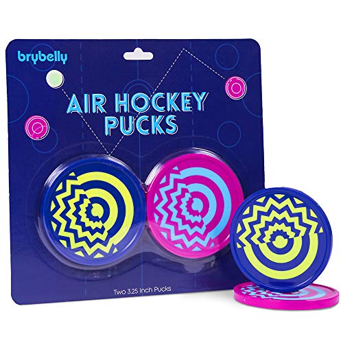 Brybelly Vivid Two-Tone Air Hockey Pucks (2-Pack) | Wear-Proof Molded Psychedelic Patterns and Designs | Large 3.25-inch Pucks for Standard Air Hockey Tables | Perfect Addition to Game Rooms and Arcad
