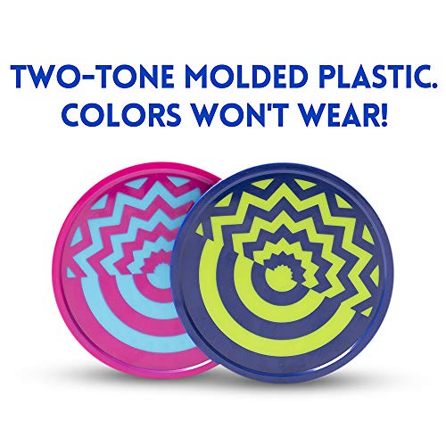 Brybelly Vivid Two-Tone Air Hockey Pucks (2-Pack) | Wear-Proof Molded Psychedelic Patterns and Designs | Large 3.25-inch Pucks for Standard Air Hockey Tables | Perfect Addition to Game Rooms and Arcades - Image 4