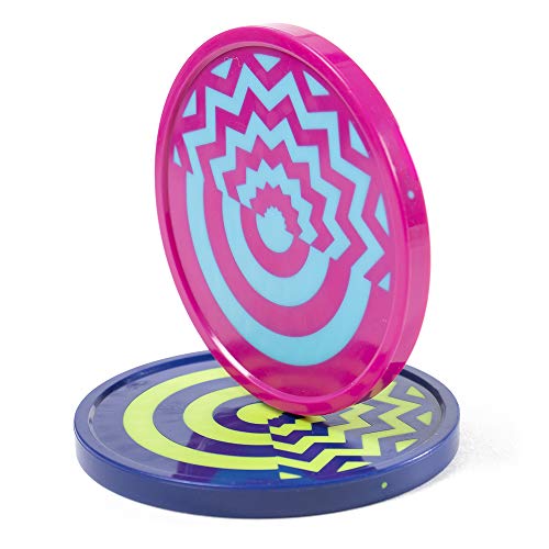 Brybelly Vivid Two-Tone Air Hockey Pucks (2-Pack) | Wear-Proof Molded Psychedelic Patterns and Designs | Large 3.25-inch Pucks for Standard Air Hockey Tables | Perfect Addition to Game Rooms and Arcades - Image 2