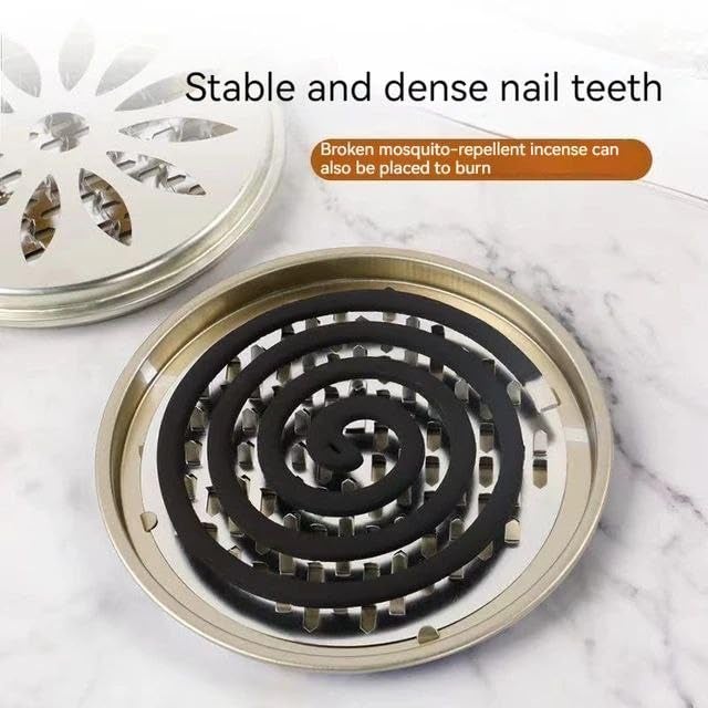 Ameedarshan Mosquito Coil Incense Burner with Cover Stainless Steel Mosquito Sandalwood Tin for Home and Outdoor Metal Mosquito Coils Repellent Rack Insect Killer Incenses Burner Holder Stand - Image 5