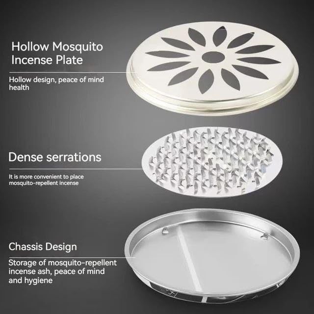 Ameedarshan Mosquito Coil Incense Burner with Cover Stainless Steel Mosquito Sandalwood Tin for Home and Outdoor Metal Mosquito Coils Repellent Rack Insect Killer Incenses Burner Holder Stand - Image 3