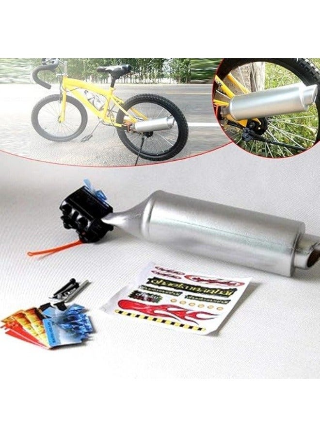Generic Motorcycle Bicycle Exhaust Sound System, Bicycle Exhaust Sound System,Bike Turbo Exhaust Pipe with Sound Effect Motorcycle Noise Maker Cycling Accessories (Silver)  - Image 1