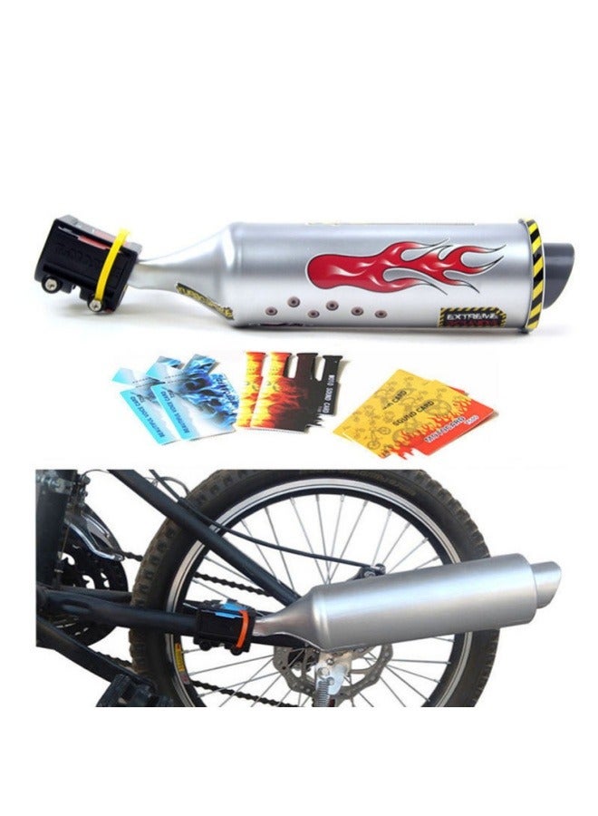 Generic Motorcycle Bicycle Exhaust Sound System, Bicycle Exhaust Sound System,Bike Turbo Exhaust Pipe with Sound Effect Motorcycle Noise Maker Cycling Accessories (Silver)  - Image 2