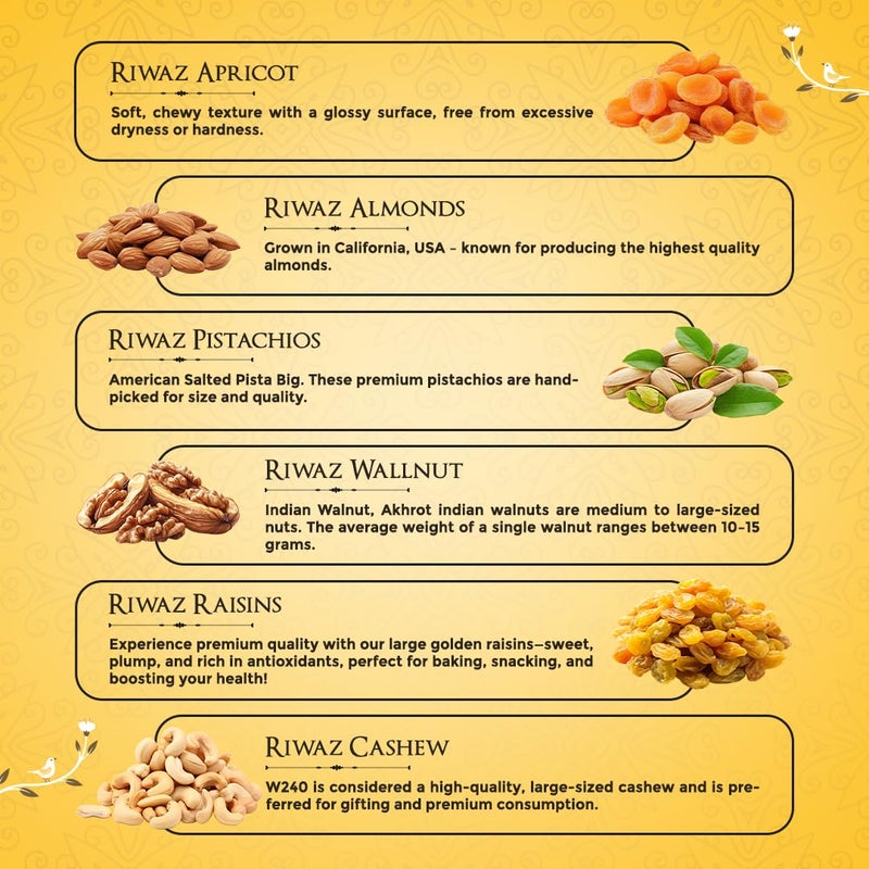 Riwaz Premium Dry Fruit Gift Box Premium Gift Hamper Handmade luxury gift box Diwali Dry Fruit Gift Box - Image 3