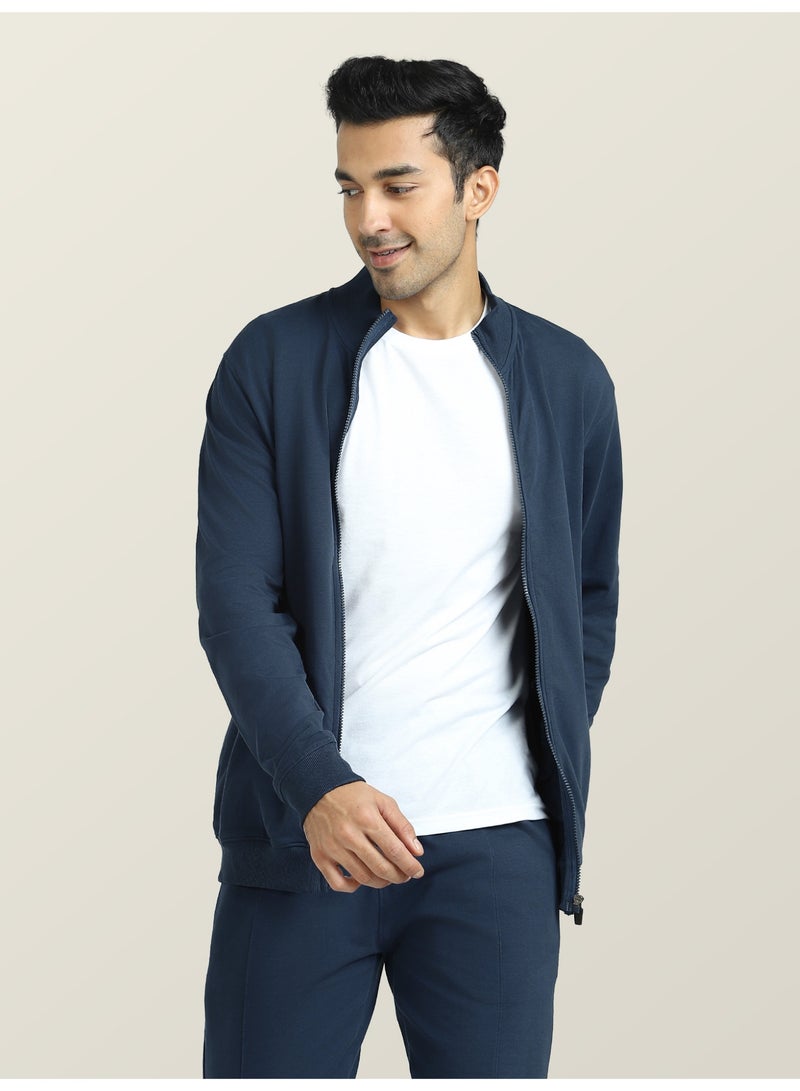 اكس واي اكس اكس جاكيت كروز للرجال مصنوع من قطن تيري الفرنسي بقصّة عادية وسحّاب كامل وجيوب جانبية - Image 1