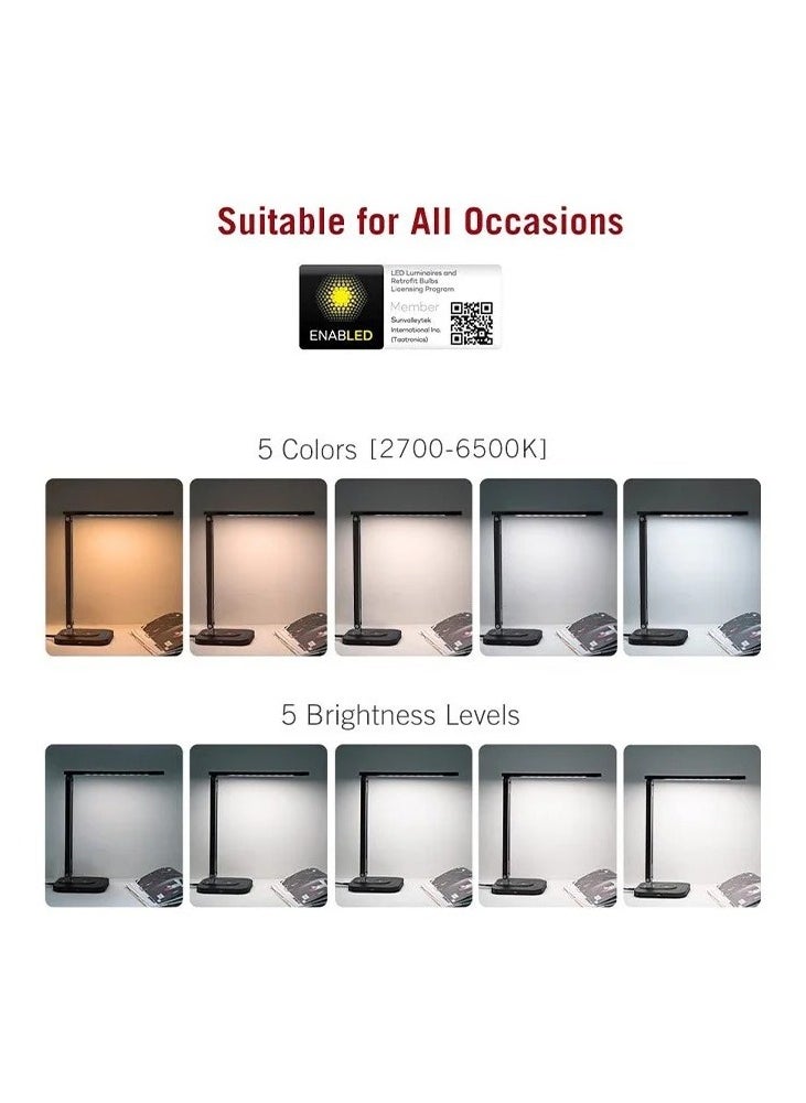TaoTronics - TaoTronics TT-DL038 LED Desk Lamp – Perfect Lighting with Fast Wireless Charging, 5 Colors & 5 Brightness Levels. - Image 1