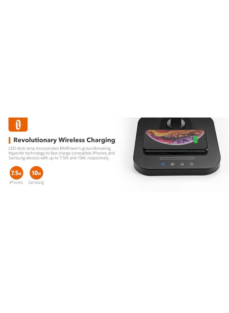 TaoTronics - TaoTronics TT-DL038 LED Desk Lamp – Perfect Lighting with Fast Wireless Charging, 5 Colors & 5 Brightness Levels. - Image 1