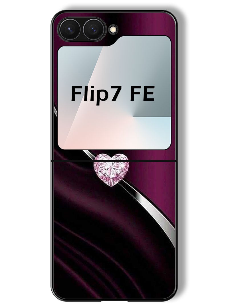 Theodor Case Compatible with Samsung Galaxy Z Flip 7 FE 6.7 Inch Protection Shockproof Bumper Cover Diamond Heart - Image 1