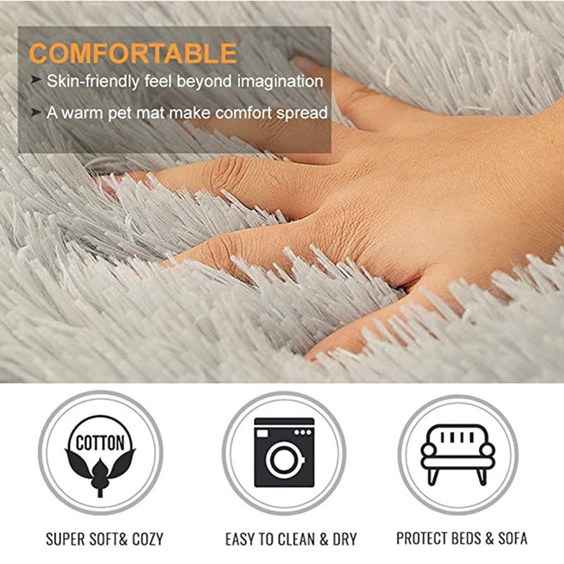 Cat Blanket: Blue S Dense Plush Design - Non-Slip Bottom Pet Blanket for Home Floor Furniture Car Back Seat - Image 3