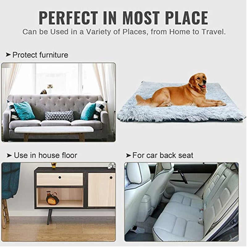 Cat Blanket: Blue S Dense Plush Design - Non-Slip Bottom Pet Blanket for Home Floor Furniture Car Back Seat - Image 4
