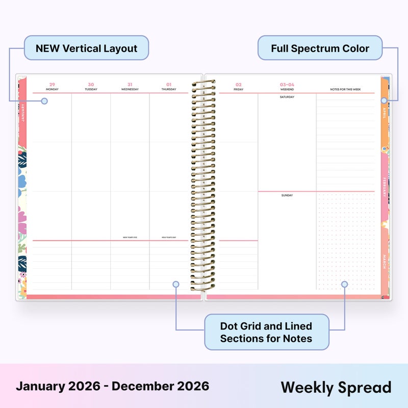 Blue Sky Livewell 2026 Weekly and Monthly Planner Calendar, January 2026 - December 2026, 7" x 9", Flexible Laminated Cover, Heavy Duty Coil Binding, Colorful Premium Paper, Includes Storage Pocket, Stickers, Beck - Image 4