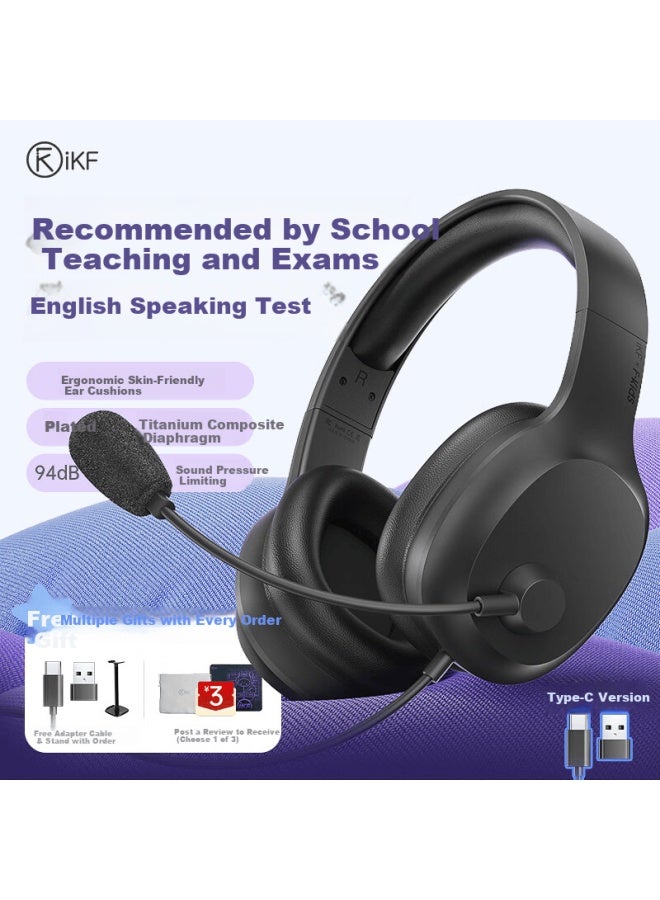 Ikf Fkids Y01 Wired Over-ear Headphones With 94db Safe Sound Pressure Limit, Type-c, Deep Space Gray, For Computer And Mobile Phone, Student Online Learning Headset - Image 1