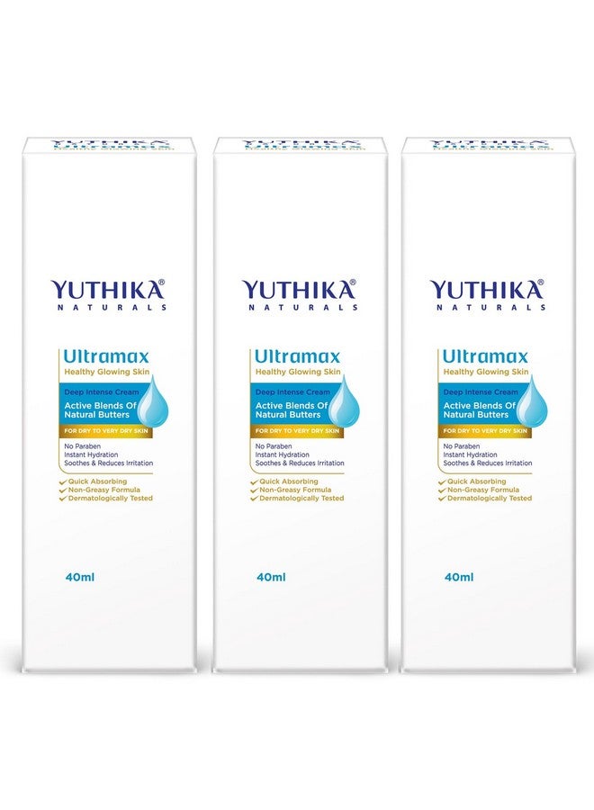 Yuthika Ultramax Deep Intense Moisturizing Cream for Dry Skin Face Moisturizer for Men & Women Deep Hydration Non-Greasy Dermatologically Tested (40ml, Pack of 3) - Image 1