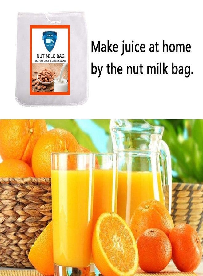 Carrollar Nut Milk Bag, Pro Quality Multiple Usage Reusable Food Strainer, Cold Brew Coffee Bag Cheese Cloth, Ultra Fine Nylon Mesh Food Grade for Milk, Juice, Coffee, Tea, 12"x12" (2 pack) - Image 4
