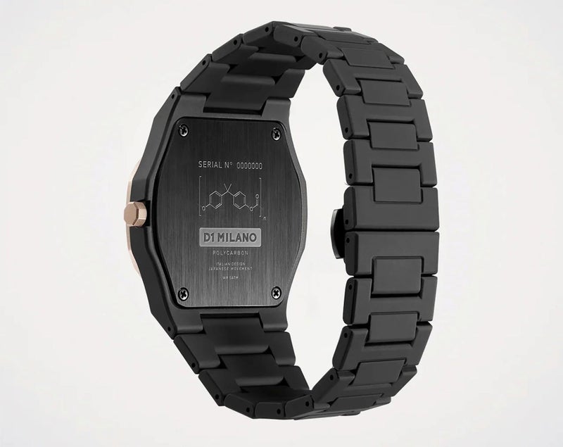D1 Milano Polycarbon Unisex Luxury Watch, Polycarbonate Quartz Movement, Polycarbonate Strap, 50M Water Resistant Timepiece, Black Dial, 2 Years Warranty - PCBJ35 - Image 4