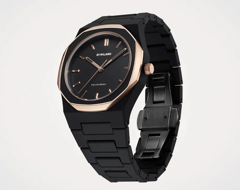D1 Milano Polycarbon Unisex Luxury Watch, Polycarbonate Quartz Movement, Polycarbonate Strap, 50M Water Resistant Timepiece, Black Dial, 2 Years Warranty - PCBJ35 - Image 5