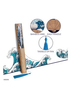 SYOSI Japanese Fan Handmade Decorative Accessories Folding Fan Landscape Painting Vintage Bamboo Silk Fans for Dance, Performance, Decoration, Wedding, Party, Gift Etc.  - Image 3
