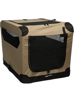 2 Door Collapsible Soft Sided Folding Soft Dog Travel Crate Kennel Small 45.72 X 45.72 X 66.04 Cm Tan