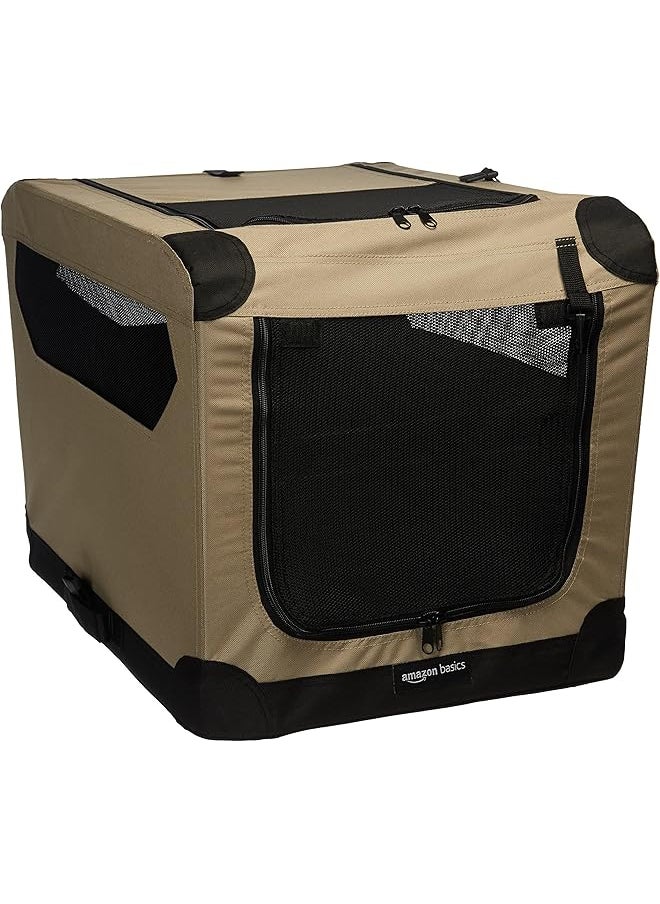Generic - 2 Door Collapsible Soft Sided Folding Soft Dog Travel Crate Kennel Small 45.72 X 45.72 X 66.04 Cm Tan - Image 1
