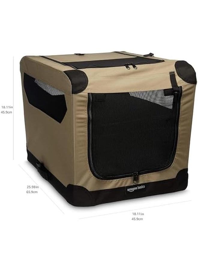 Generic - 2 Door Collapsible Soft Sided Folding Soft Dog Travel Crate Kennel Small 45.72 X 45.72 X 66.04 Cm Tan - Image 1