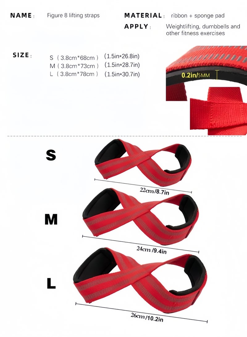 Figure 8 Lifting Straps for Weightlifting, Non-Slip Heavy Duty Gym Wrist Wraps with Cuffs, Grip Support for Deadlifts & Power Training - Image 2