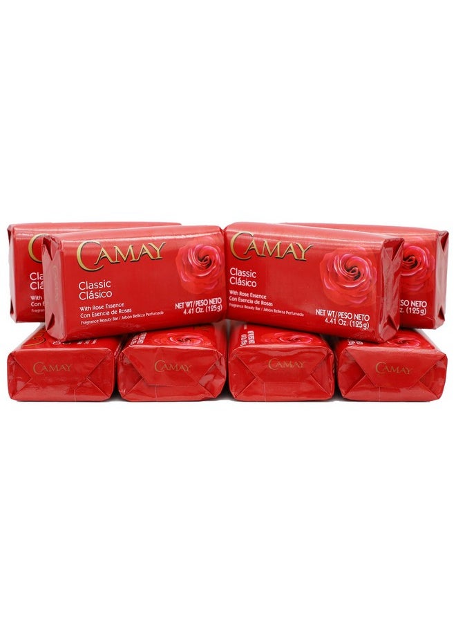 Camay Camay Classic Bar Soap, Rose Essence, 8-Pack of 4.41 Oz Each Soap, 8 Bar Soaps.  - Image 1