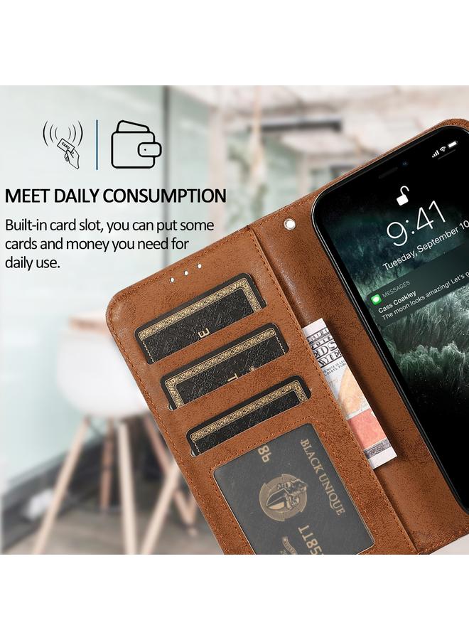 S-TOP Case For iPhone 13 Retro 2 in 1 Detachable Horizontal Flip Leather Case with Card Slots & Wallet - Image 3