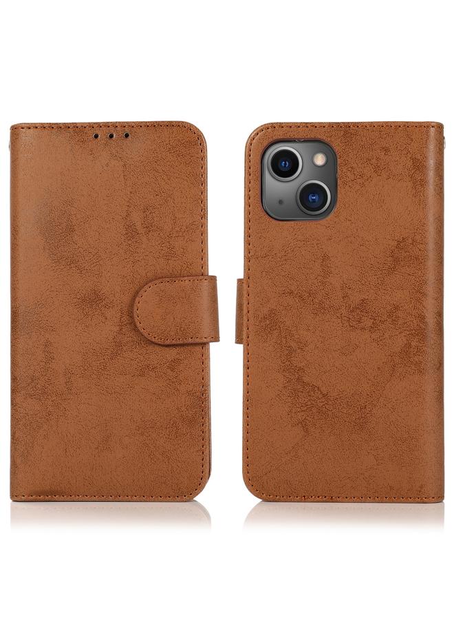 S-TOP Case For iPhone 13 Retro 2 in 1 Detachable Horizontal Flip Leather Case with Card Slots & Wallet - Image 2
