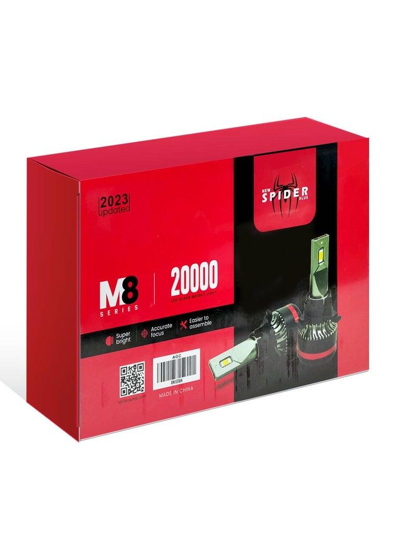 SPIDER - SPIDER M8 Series Super Bright 20000 W LED Car Headlight Kit Bulb LED Headlight 9005 Base for Universal Car - Image 1