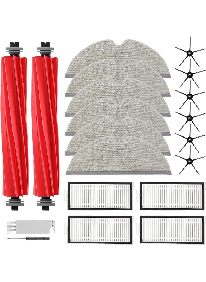 XICEN 20Pcs Replacement Accessories Compatible with Roborock Q7 TF+ / Q7 / Q7 Max / Q7 Max+ Robot Vacuum, 2 Main Brush, 6 Mop Cloth Pads, 6 Side Brushes, 4 HEPA Filters, 2 Cleaning Tool - Image 1