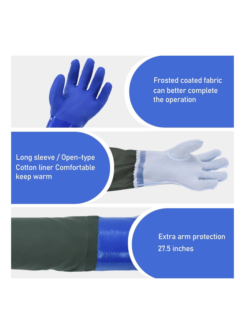 Zikra Extra-Long 28" Rubber Gloves, Chemical Resistant Gloves PVC Reusable, for Chemical Handling, Petrochemical and Oil Refining, Mechanical Manufacturing, Mining, Agricultural, Gardening, Construction - Image 2